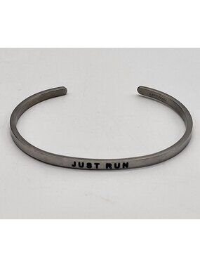 Mantraband JUST RUN Stainless Steel Cuff Bracelet Inspiration Encourage
